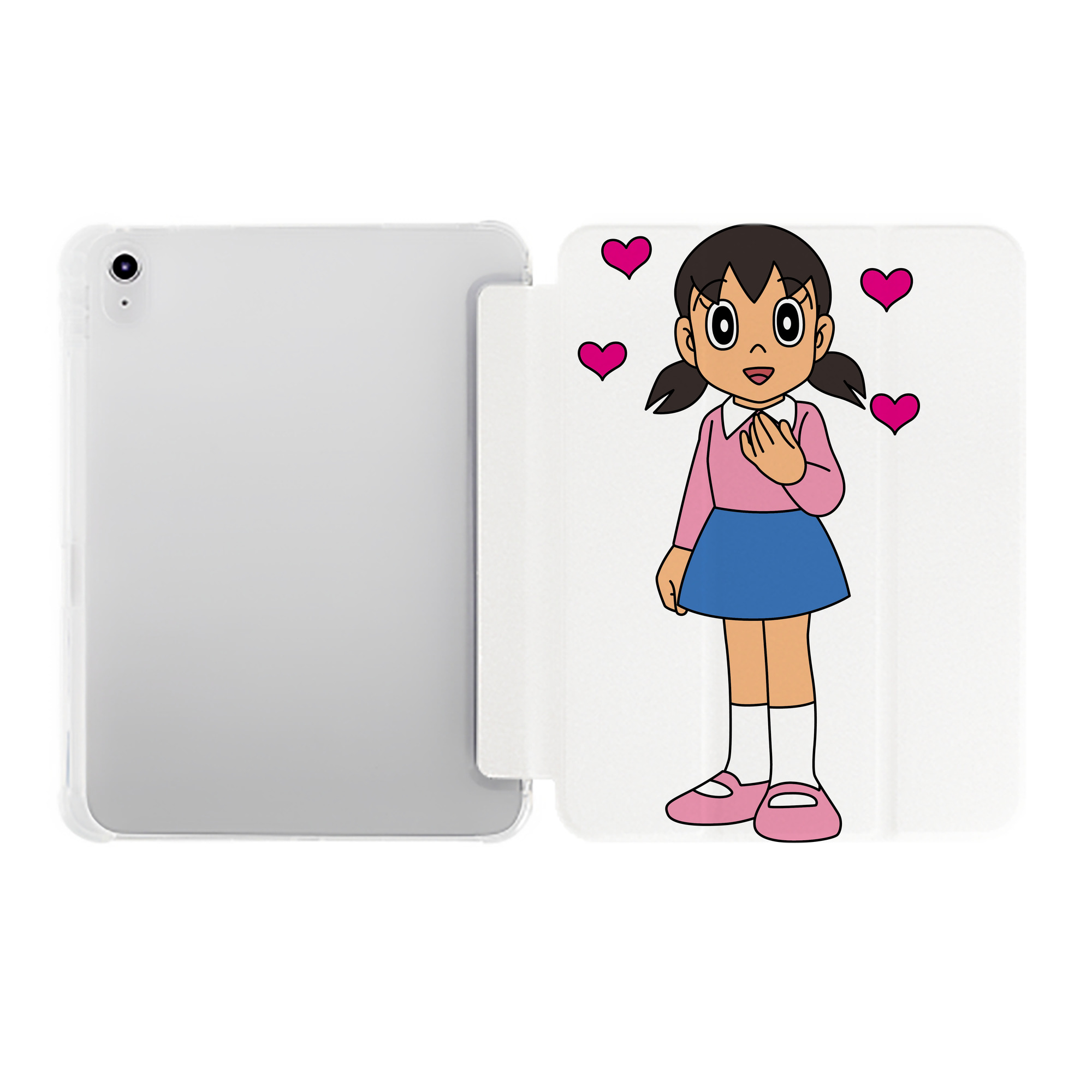（画像用） ドラえもん みなもと しずか Doraemon Shizuka Minamoto IPad ケース ペン収納付き 三つ折りスタンド PUレザー×シリコン 対応機種9.5/10.5/10.9インチ